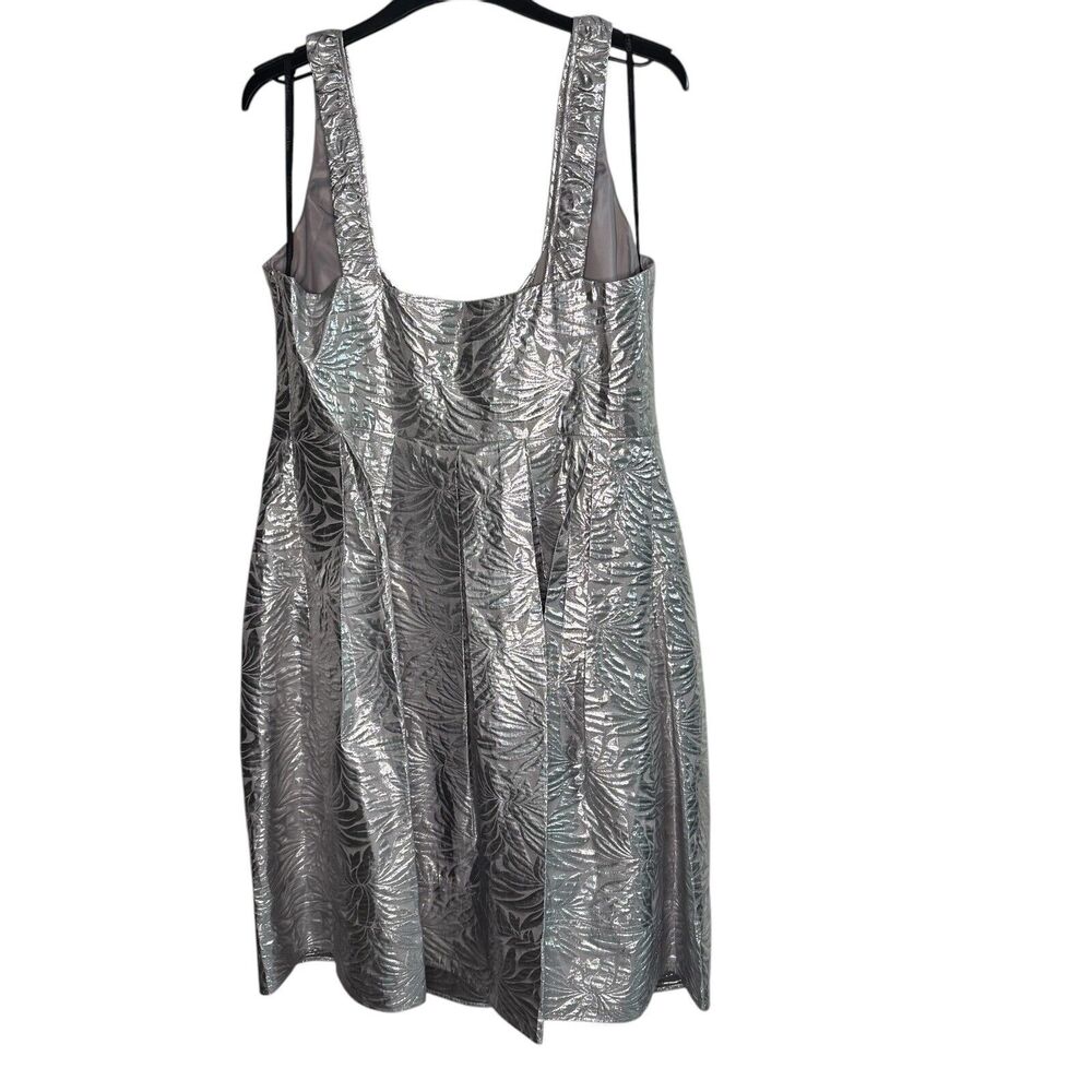 Calvin Klein Women 10 Dress Lightweight Futuristic Metallic Foil Pleated Formal - Picture 7 of 9